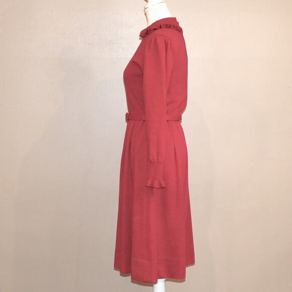 VTG 1960's Ciao Petites 100% Pure Wool Pink Ruffle Collar and Cuffs Lined, sz 10 - Picture 7 of 16